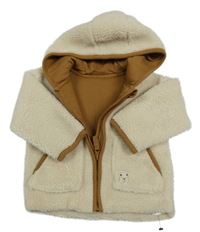 Béžová huňatá podšitá bundomikina s kapucí Nutmeg