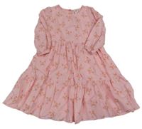 Světlerůžové plátěné šaty s motýlky Topolino 