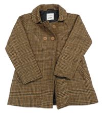 Hnědo-béžový vzorovaný vlněný kabát MAX 