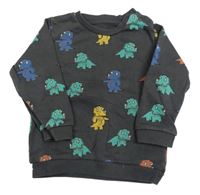 Sivá mikina s dinosaurami M&S