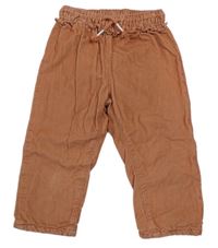 Skořicové manšestrové podšité kalhoty s volánkem H&M