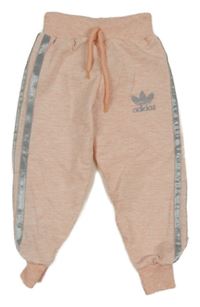 Světlerůžové cuff tepláky s pruhy Adidas 