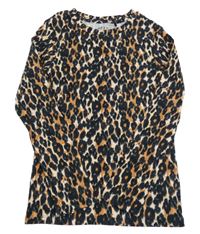 Černo-oranžové vzorované žebrované triko Next