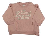 Svetloružová mikina s nápisom a volánikmi H&M