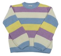 Farebný pruhovaný rebrovaný sveter C&A