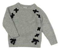 Sivý trblietavý sveter s mašličkami Matalan