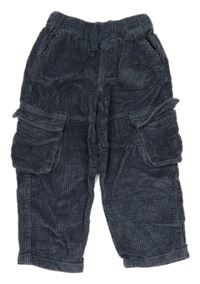 Tmavomodrošedé menšestrové cargo nohavice M&S