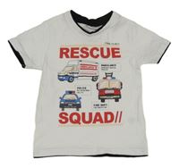 Bílo-černé tričko s auty Infinity