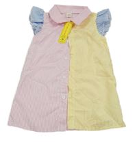 Nové - Farebné pruhované prepínaci šaty s volánikmi Shein