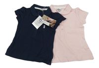 Nové - 2x - Tmavomodré + světlerůžové polo tričko Papagino