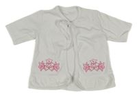 Bílý cardigán na zavazování s květy