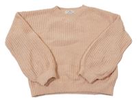 Broskvový žinylkový crop oversize sveter H&M