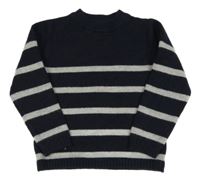 Tmavomodro-sivý pruhovaný sveter Primark