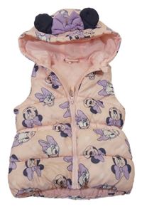 Ružová šušťáková zateplená vesta s Minnie a Daisy a kapucňou Disney