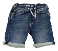 Modré šisované slim fit teplákové riflové kraťasy H&M
