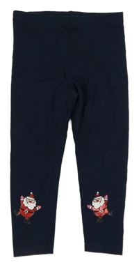 Tmavomodré vianočné legíny so Santy PRIMARK