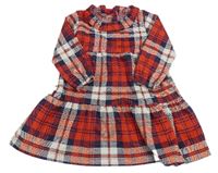 Červeno-bielo-tmavomodré kockované šaty s volánikom St. Bernard