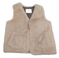 Svetloružová kožušinová podšitá vesta ZARA