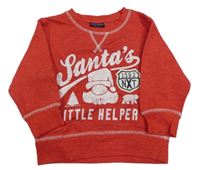 Červená melírovaná vianočná mikina so Santou a nápismi zn. Next