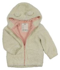 Smotanová huňatá podšitá bunda s kapucňou s uškami M&S