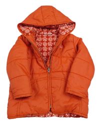 Tmavooranžová prošívaná šusťáková zimní bunda s kapucí muddy puddles