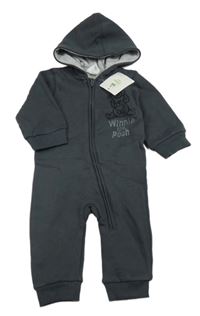 Nové - tmavosivá tepláková kombinéza s Pú a kapucňou Disney