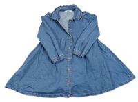 Modré rifľové prepínaci šaty s golierikom s volánikom M&S