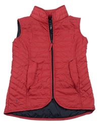 Červená prešívaná šušťáková funkčná jezdecká zateplená vesta FOuganza