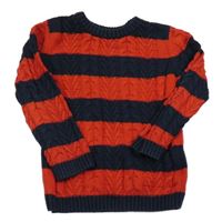 Tmavomodro-červený pruhovaný vzorovaný svetr Next