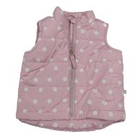 Svetloružová -biela bodkovaná á prešívaná šušťáková zateplená vesta Liegelind