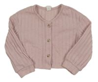 Svetloružový melírovaný rebrovaný úpletový prepínaci crop sveter SHEIN