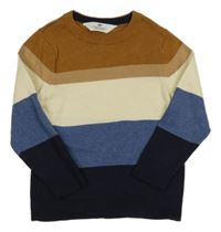 Hnedo-smetanovo-modro-tmavomodrý sveter H&M