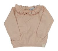 Svetloružový sveter s 3D bodky a volánikom PRIMARK