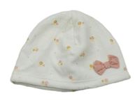 Biela zamatová čapica s kvietkami a mašlou SeRGeNT MaJoR