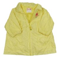 Žlto-biely kockovaný šušťákový jarný kabát s chobotnicí a golierikom DP...am