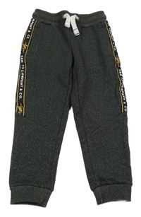 Černo-zlaté melírované teplé tepláky s pruhem s logy SAM73