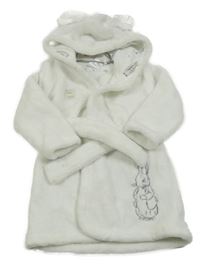 Bílý plyšový župan s králíčkem - Peter Rabbit a kapucí s oušky Tu