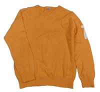 Oranžový sveter s číslami a nápismi ZEEMAN