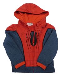 Tmavomodro-červená melírovaná prepínaci mikina s pavoukem - Spider-man a kapucňou MARVEL