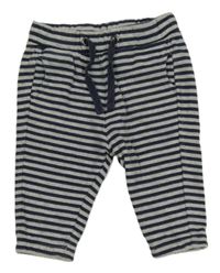 Tmavomodro-sivé pruhované tepláky Topomini