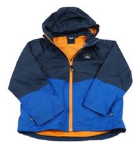 Tmavomodro-zafírová kockovaná šušťáková funkčná jarná bunda s odopínacíá kapucňou crivit