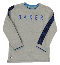 Sivá melírovaná mikina s logom a pruhom TED BAKER
