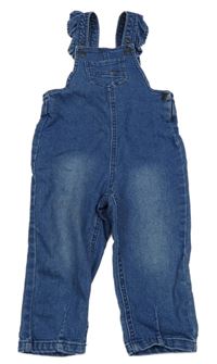 Modré teplákové riflové laclové kalhoty s kapsou a volánky name it.