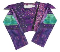 Tmavofialovo-zelený crop krivák s čínskými drakmi a volánikmi