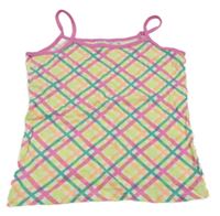 Bielo-barevno-ružový károvaný top POCOPIANO