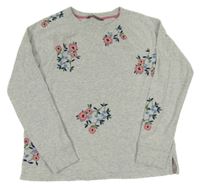 Svetlosivá melírovaná mikina s kvietkami LAURA ASHLEY