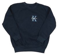 Tmavomodrá mikina s písmenkom a nápisom a smajlíkom a kapucňou M&S