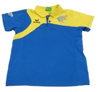 Cobaltovoě modro-žlté športové futbalové polo tričko so znakom erima