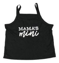Čierny rebrovaný crop top s nápismi