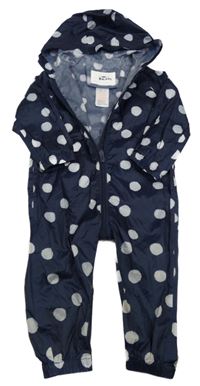 Tmavomodrá bodkovaná á šušťáková nepromokavá kombinéza s kapucňou Mothercare